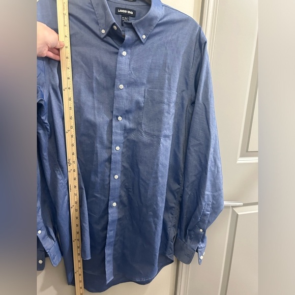Lands End Button Down Shirt Mens 16-36 Tall Supima Cotton Traditional Fit Blue - Picture 9 of 9